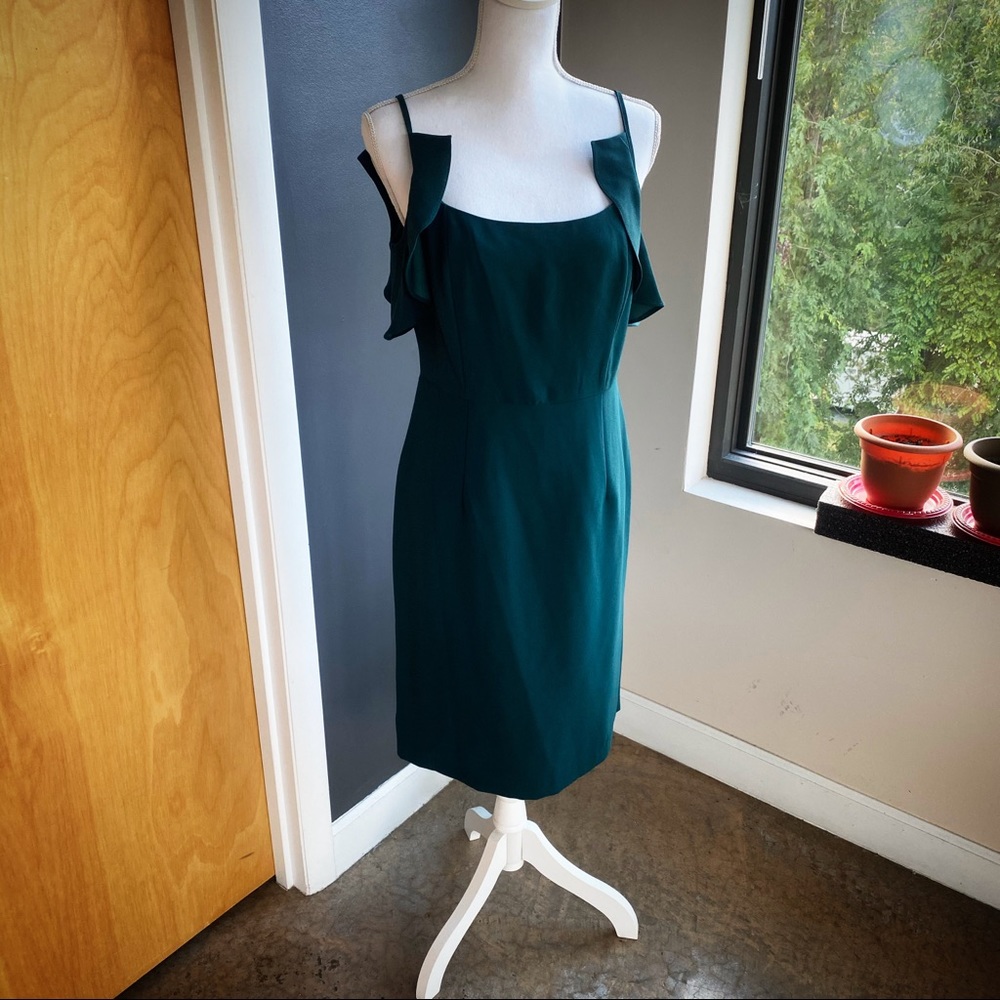 Nanette Lepore Ruffle Trim Dress in Evergreen